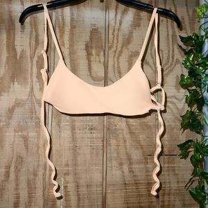 Adjustable bikini top, ribbed, light orange